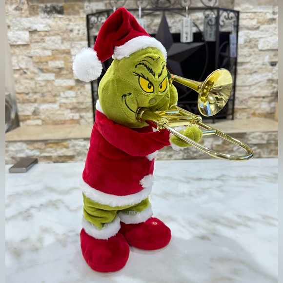 Gemmy Animated Dr.Seuss Grinch 13-in Plush Trombone Playing "You're a Mean One" - Picture 1 of 5